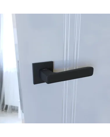 Maniglia per porta nera PARMA design vista laterale su una porta