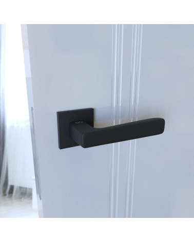 Maniglia per porta nera PARMA design vista laterale su una porta