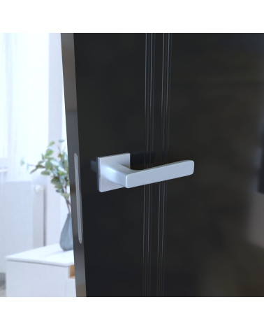 Maniglia per porta cromo satinato PARMA maniglia design vista laterale su porta scura