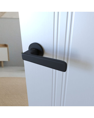 Maniglia per porta nera PARMA ferramenta design vista dall'alto inclinata