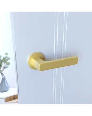 Maniglia per porta oro opaco PARMA ferramenta design vista laterale