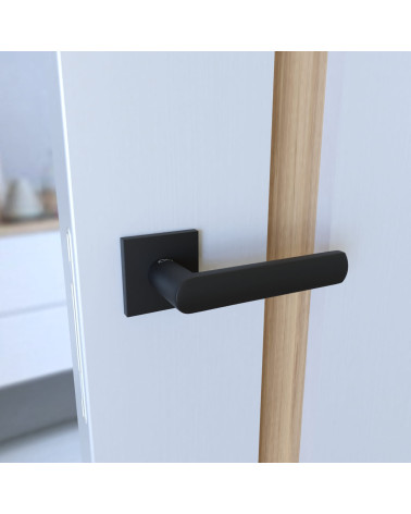 Maniglia per porta nera TORINO ferramenta design montata su una porta