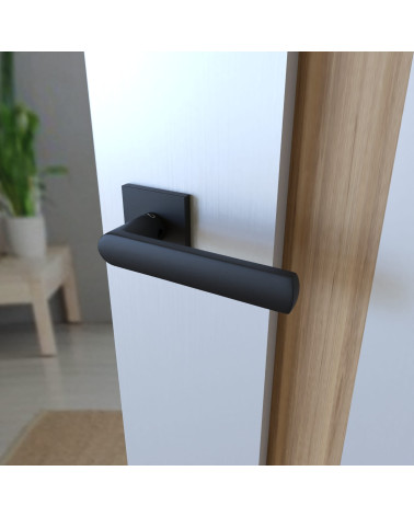 Maniglia per porta nera TORINO ferramenta design vista dall'alto inclinata