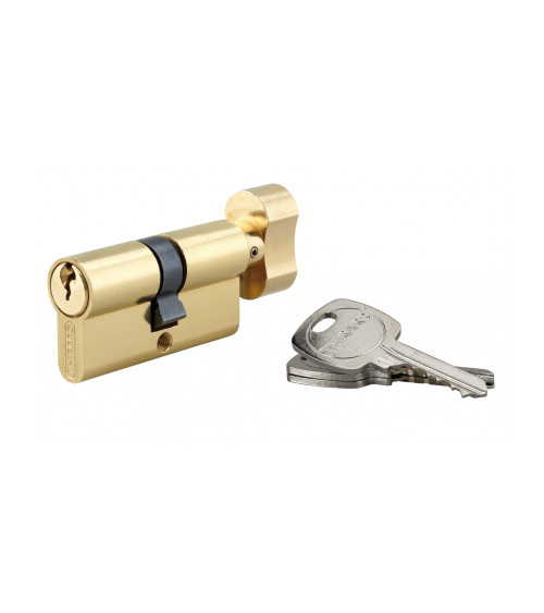 Cilindro STD Ottone con bottone per Serratura - 3 chiavi - 30x30