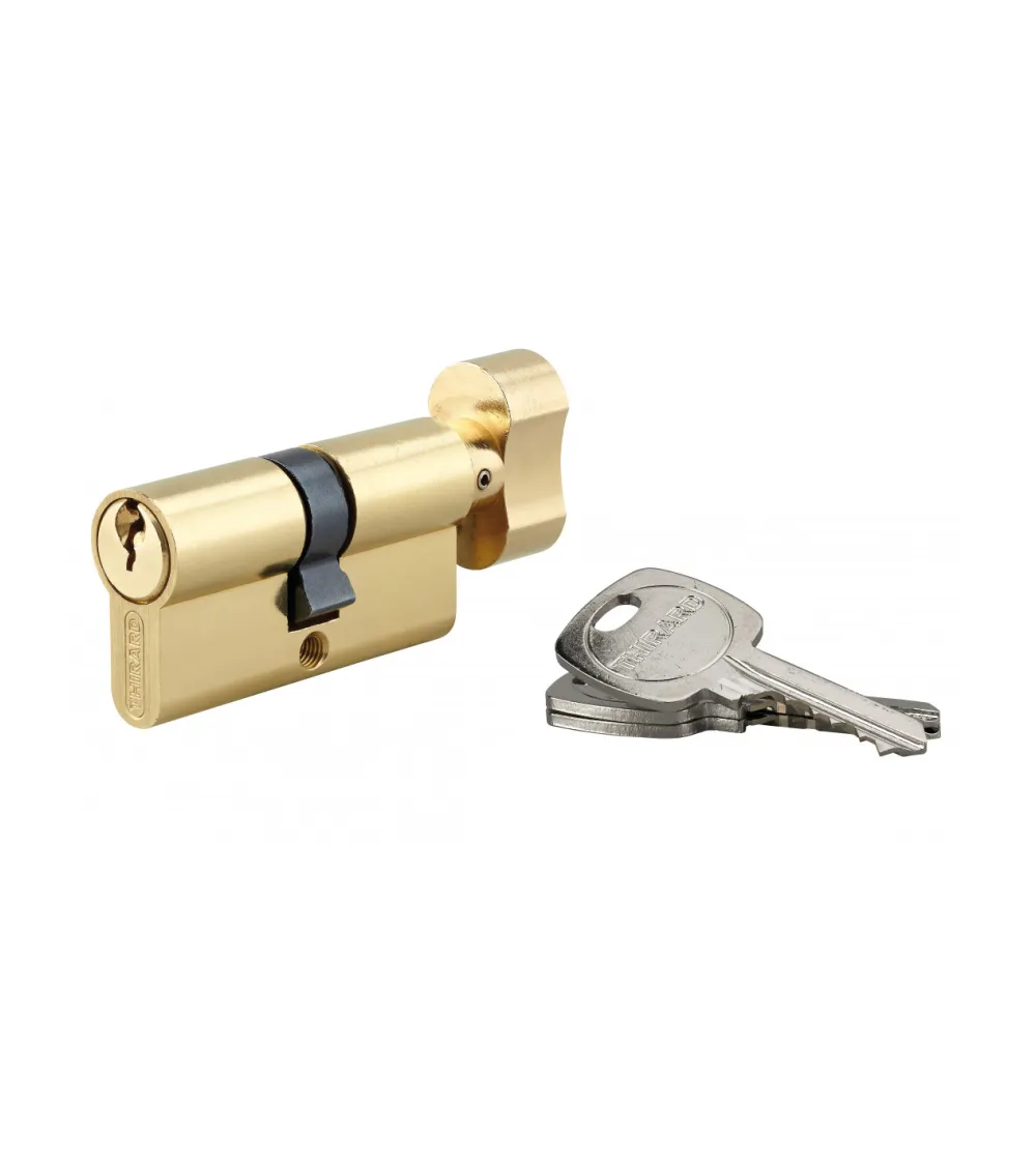 Cilindro STD Ottone con bottone per Serratura - 3 chiavi - 30x30