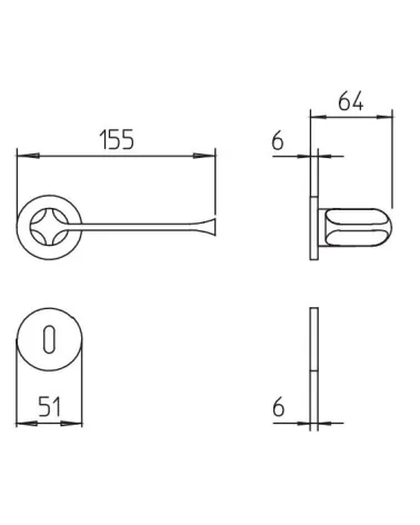 Maniglia per porta Mandelli MM80 con dimensioni
