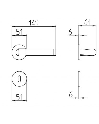 Maniglia per porta Mandelli Tuc con dimensioni