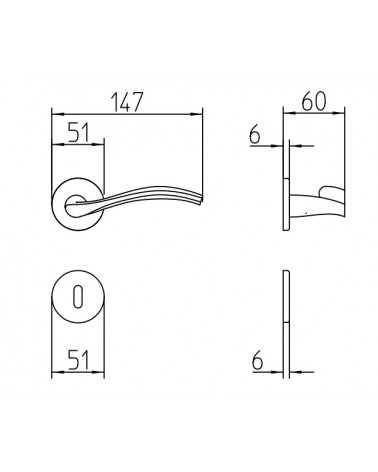Maniglia porta Mandelli Zen con dimensioni