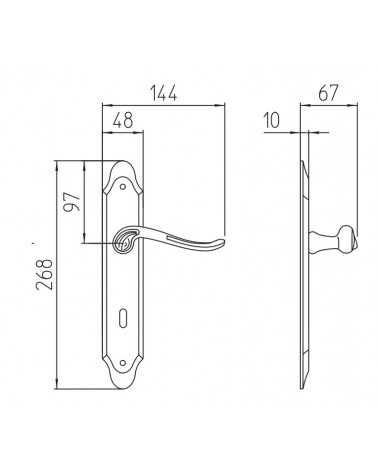 Maniglia per porta su placca longitudinale Mandelli Lord con dimensioni