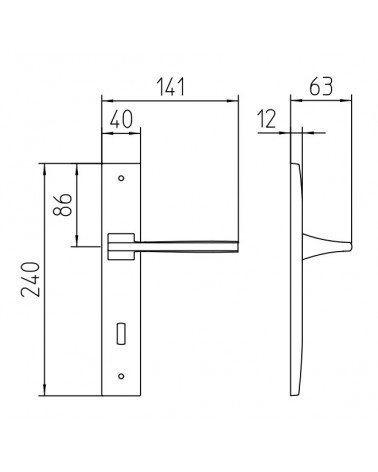 Maniglia per porta su placca longitudinale Mandelli Link con dimensioni