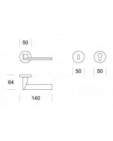Maniglia per porta Ento Edge con dimensioni