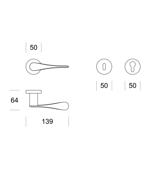Maniglia per porta retrò SPOON Ento rotonda - maniglia di design
