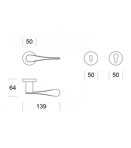 Maniglia per porta retrò SPOON Ento rotonda - maniglia di design