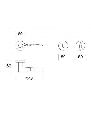Maniglia per porta Ento Flow C3 con dimensioni