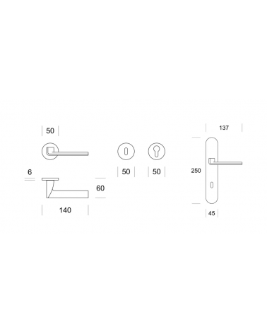 Maniglia per porta Ento Edge con dimensioni