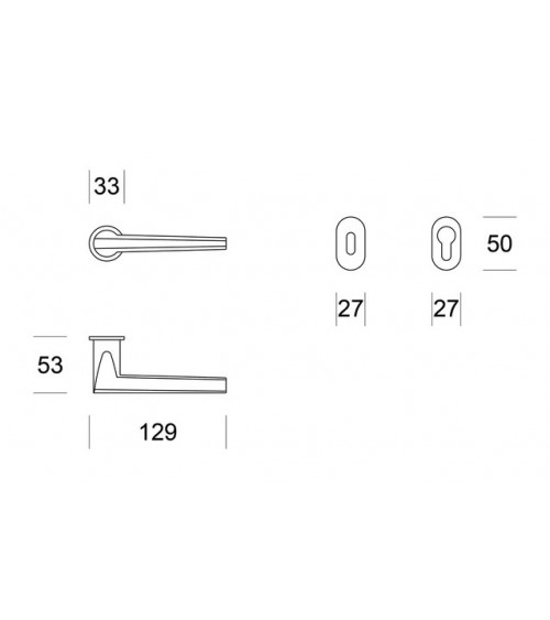 Maniglia per porta cromata satinata Ento Pilot C3 ferramenta design