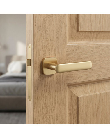 Maniglia per porta color oro satinato FLOW quadrata arrotondata
