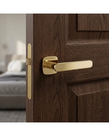 Maniglia per porta color oro lucido FLOW quadrata arrotondata