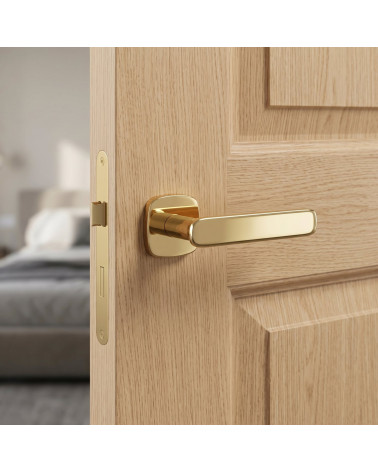 Maniglia per porta color oro lucido FLOW quadrata arrotondata