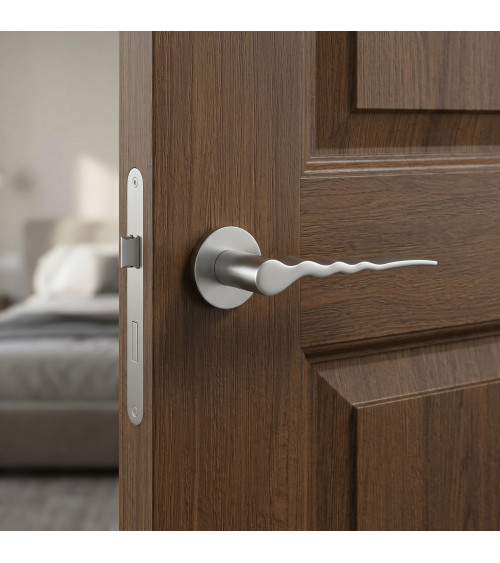 Maniglia per porta cromata satinata Ento Flow C3 maniglia di design