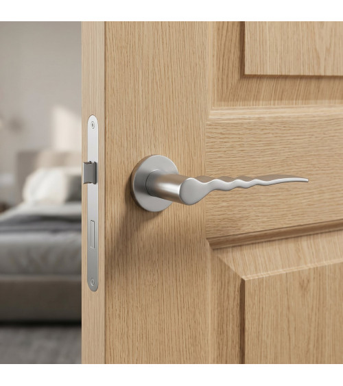 Maniglia per porta cromata satinata Ento Flow C3 maniglia di design