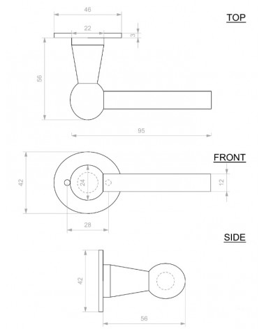 Maniglia per porta + maniglia verticale cromata in ferro BECDF - maniglia design