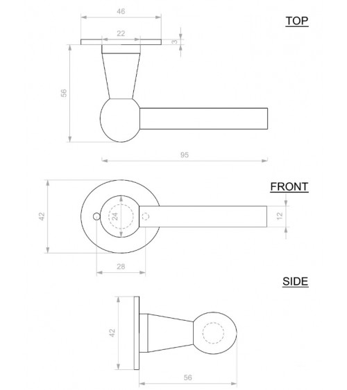 Maniglia per porta retrò - industriale in ferro BECDF ovale - maniglia design