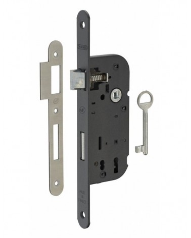 Serratura da incasso nera Thirard NF frontale in acciaio nero, asse 40mm, interasse 70mm, per camera da letto - maniglia design