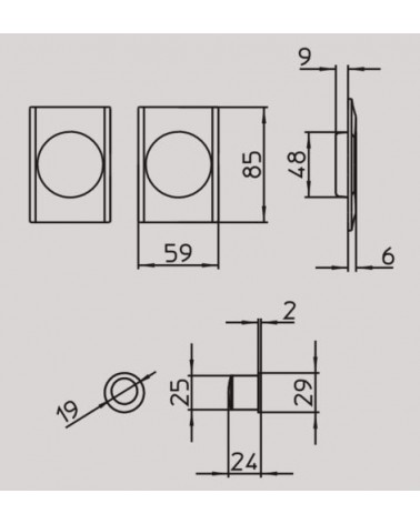 Maniglia per porta scorrevole in ottone MANDELLI 1038T con dimensioni