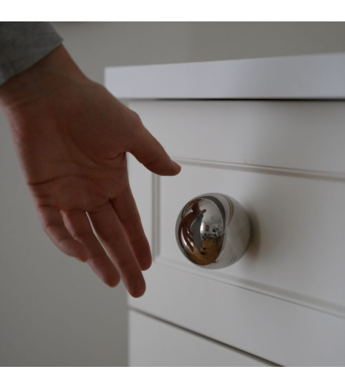 Pomello per mobile extra-large a sfera in acciaio inox lucido