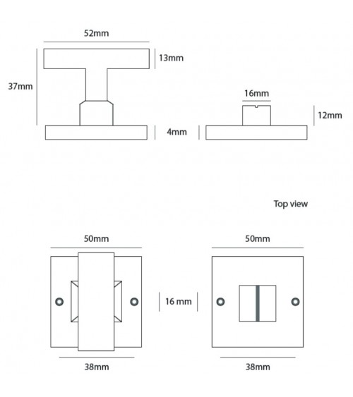 Rosetta per porta CDL con condanna/WC in ottone - maniglia design