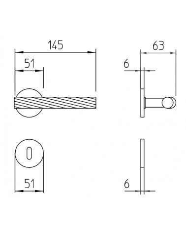 Maniglia per porta Mandelli Fusilla con dimensioni
