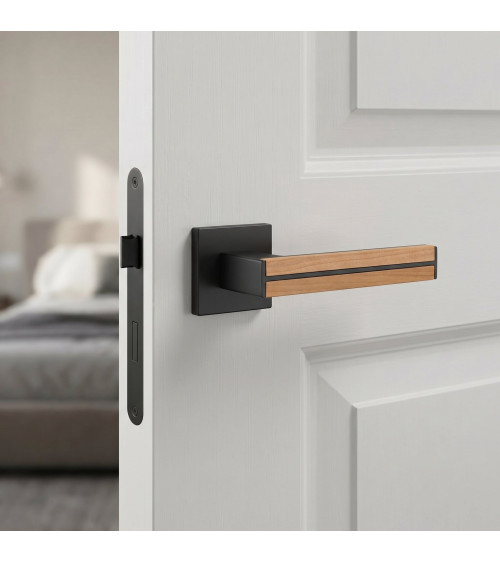Maniglia per porta in legno di rovere e nera IMPERATA maniglia design