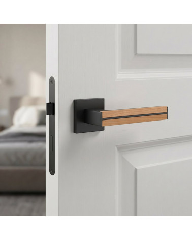 Maniglie per porta in legno di rovere e nera IMPERATA