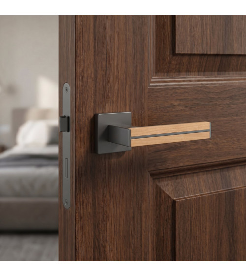 Maniglia per porta in legno di rovere e nera IMPERATA maniglia design