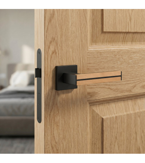 Maniglia per porta in legno di rovere e nera IMPERATA maniglia design