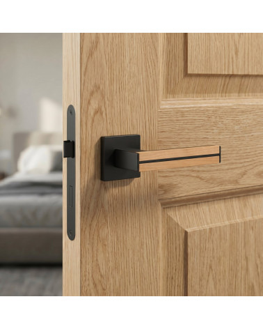 Maniglie per porta in legno di rovere e nera IMPERATA