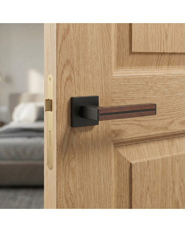 Maniglie per porta in legno di sandalo e nera IMPERATA