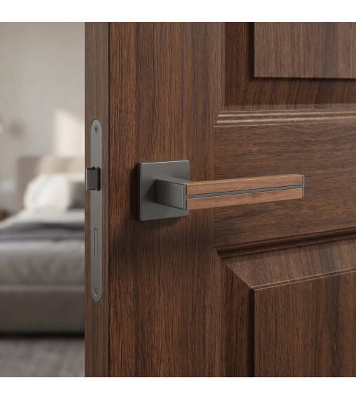Maniglia per porta in legno di noce e nera IMPERATA maniglia design