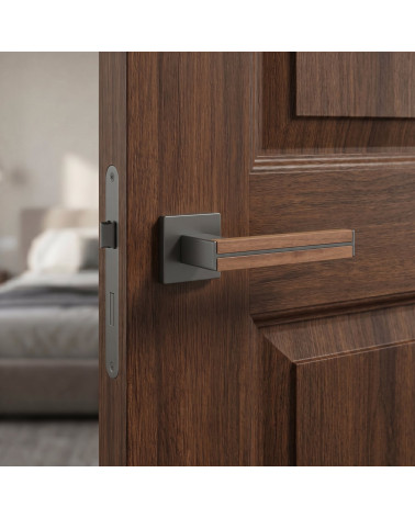 Maniglie per porta in legno di noce e nera IMPERATA