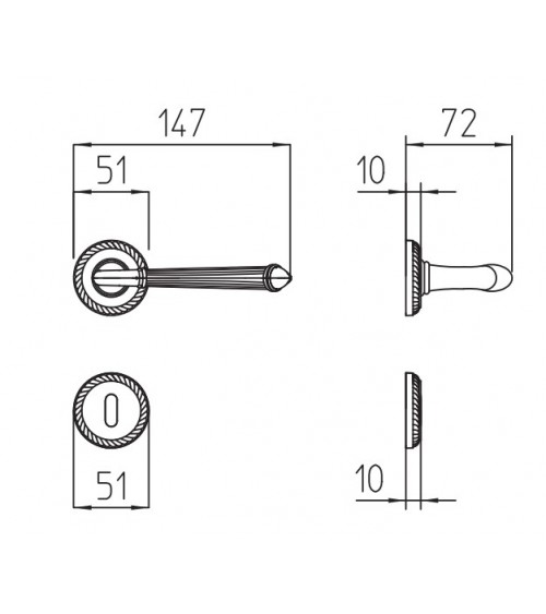 Maniglia per porta oro opaco Mandelli Aurora design