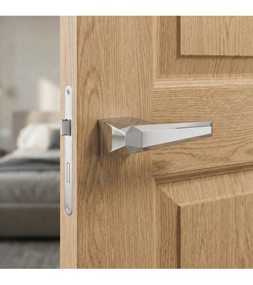 Maniglia per porta cromata lucida Prisme design