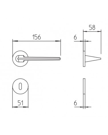 Maniglia porta Mandelli Aries con dimensioni