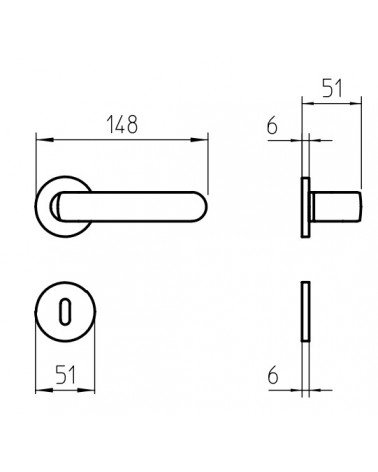 Maniglia porta Mandelli PP33 con dimensioni