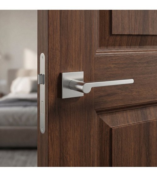 Maniglia per porta in cromo satinato Pandora ferramenta design