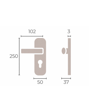 Manillas para puertas in ottone Nicole/P89 su placca lunga - MADE IN FRANCE