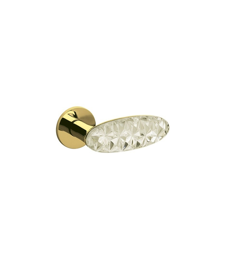 Maniglia per porta classica in ottone Olivari Royal Crystal su placca rotonda - design maniglia
