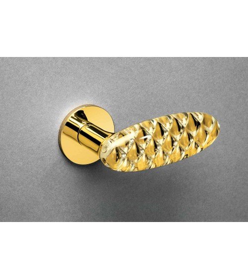 Maniglia per porta classica in ottone Olivari Royal Crystal su placca rotonda - design maniglia