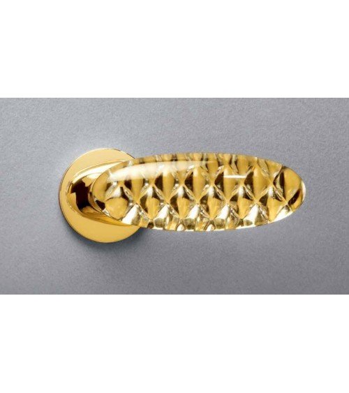 Maniglia per porta classica in ottone Olivari Royal Crystal su placca rotonda - design maniglia