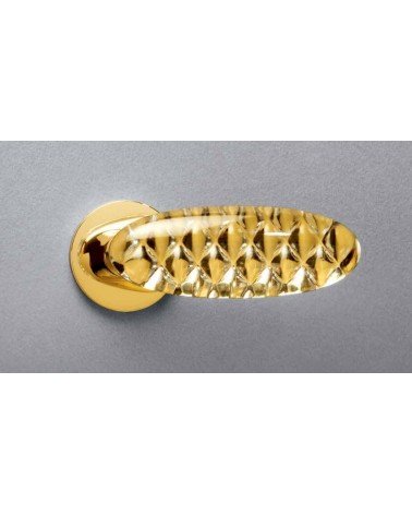 Maniglia per porta classica in ottone Olivari Royal Crystal su placca rotonda - design maniglia